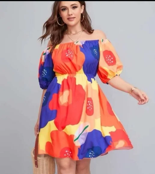 Floral Print 4X/20 Bishop Sleeve - Picture 2 of 4